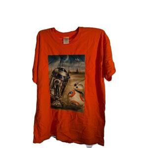 Star Wars Adult Unisex T Shirt Large Orange Droids R2d2 Futuristic #379